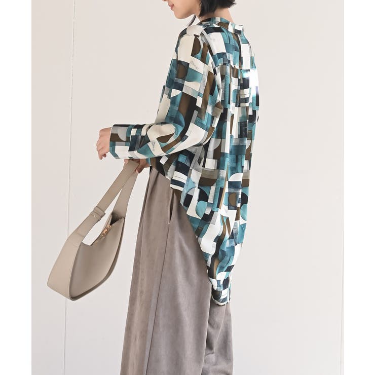 アソートプリントバンドカラーチュニックブラウス | rps | 詳細画像13 