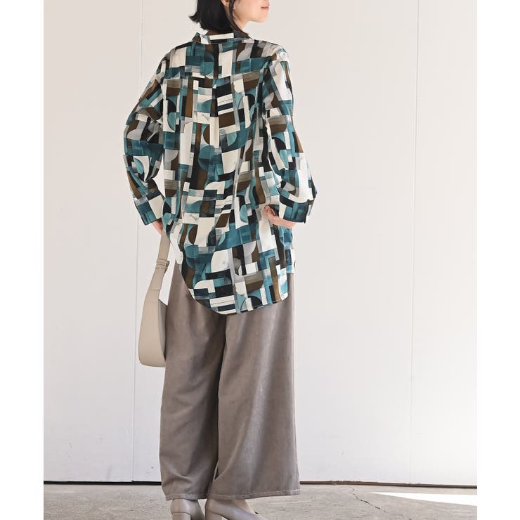 アソートプリントバンドカラーチュニックブラウス | rps | 詳細画像14 