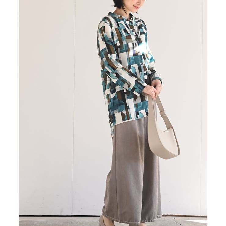 アソートプリントバンドカラーチュニックブラウス | rps | 詳細画像15 