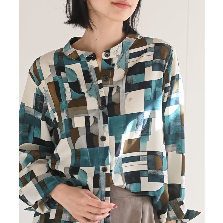 アソートプリントバンドカラーチュニックブラウス | rps | 詳細画像16 