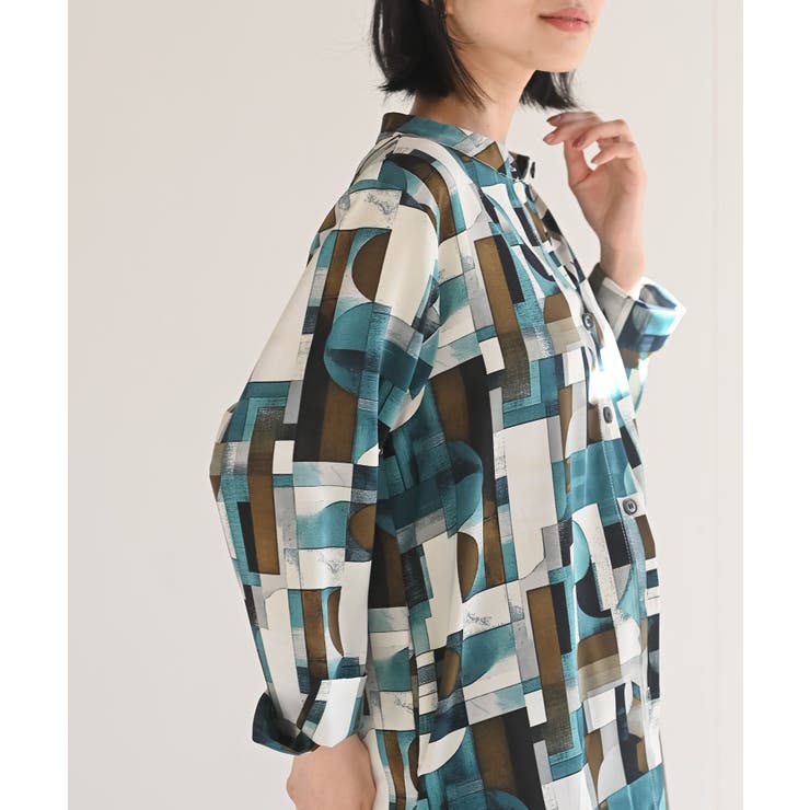 アソートプリントバンドカラーチュニックブラウス | rps | 詳細画像17 