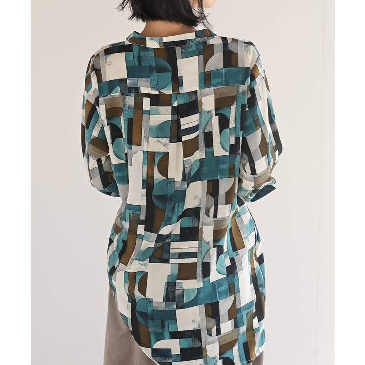 アソートプリントバンドカラーチュニックブラウス | rps | 詳細画像18 