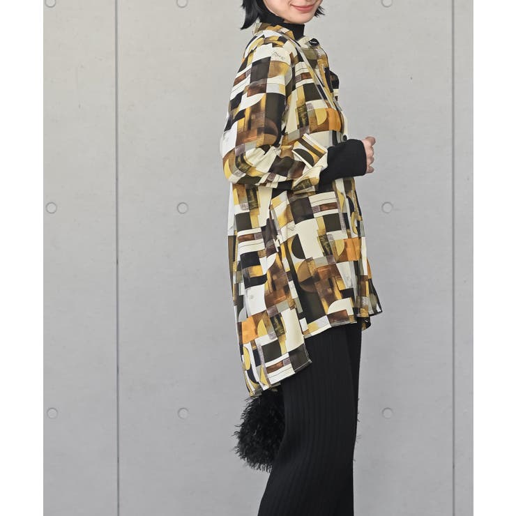 アソートプリントバンドカラーチュニックブラウス | rps | 詳細画像22 