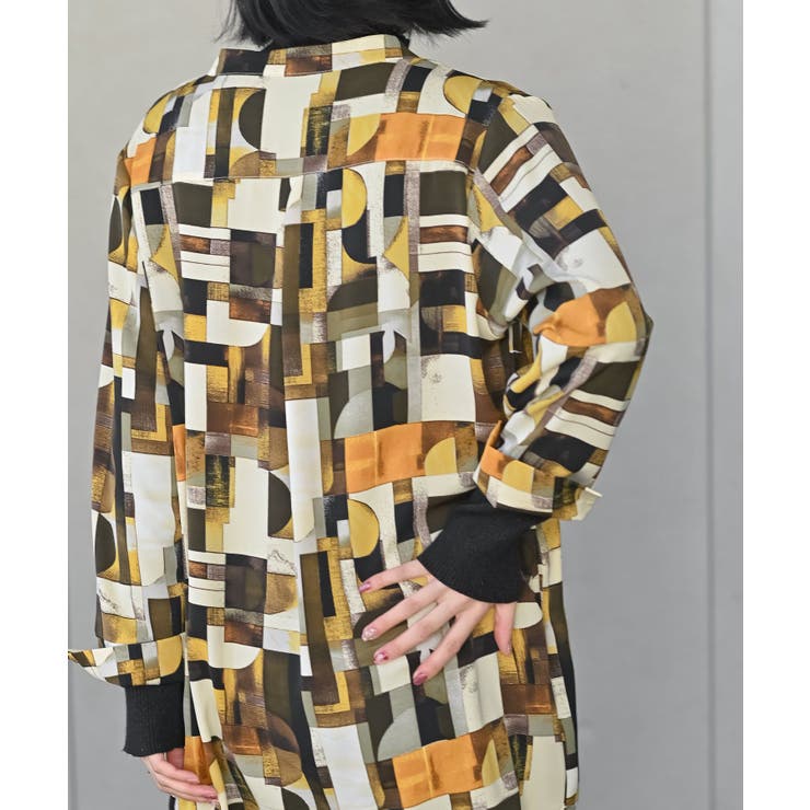 アソートプリントバンドカラーチュニックブラウス | rps | 詳細画像27 