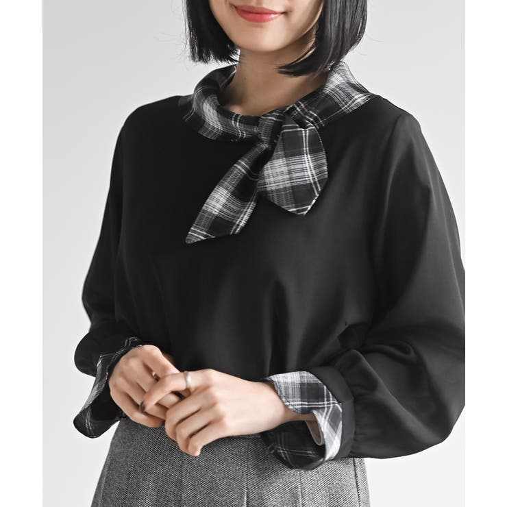 ブラック | リボンネックブラウス | rps