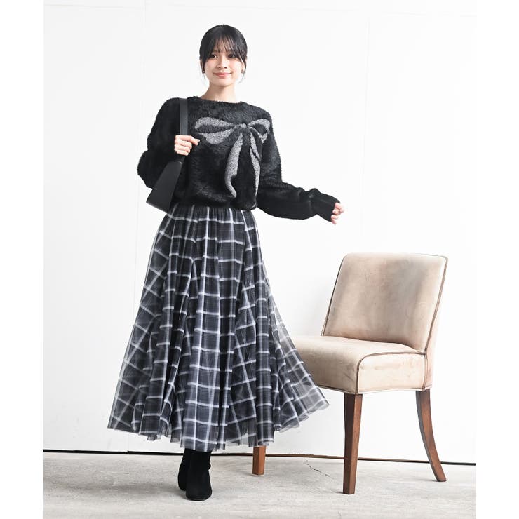 チェックチュールたっぷりフレアースカート | rps | 詳細画像2 