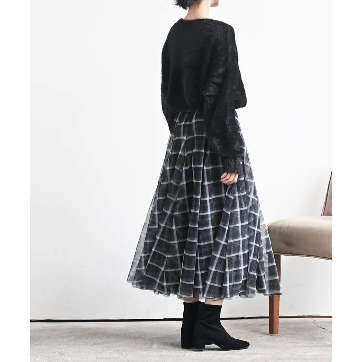 チェックチュールたっぷりフレアースカート | rps | 詳細画像4 