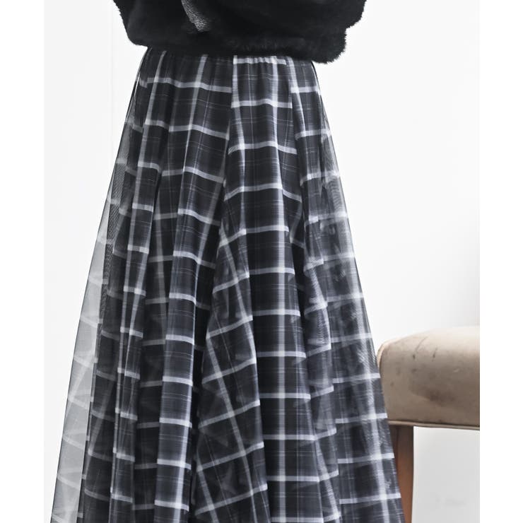 チェックチュールたっぷりフレアースカート | rps | 詳細画像6 
