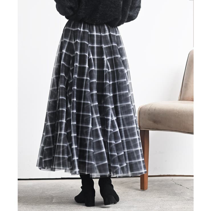 チェックチュールたっぷりフレアースカート | rps | 詳細画像8 