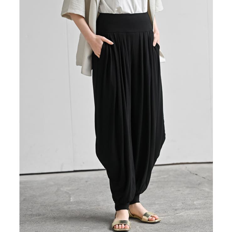 ブラック | レーヨンボリュームタックパンツ | rps