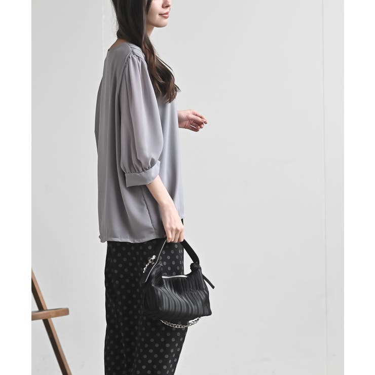 スクエアーネックギャザー５分袖ブラウス | rps | 詳細画像11 