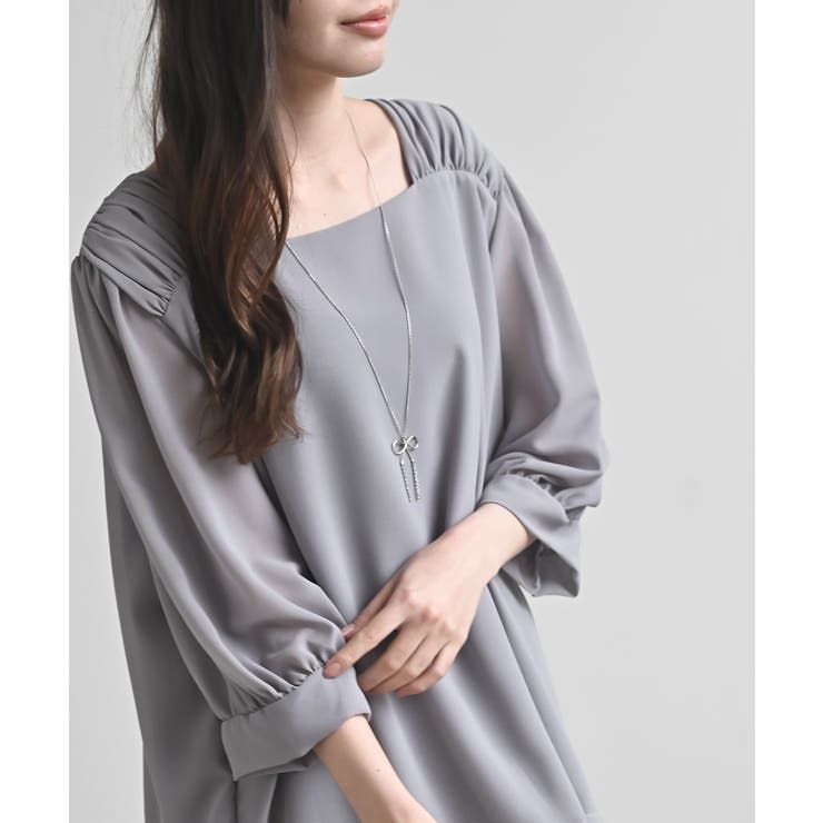 スクエアーネックギャザー５分袖ブラウス | rps | 詳細画像15 