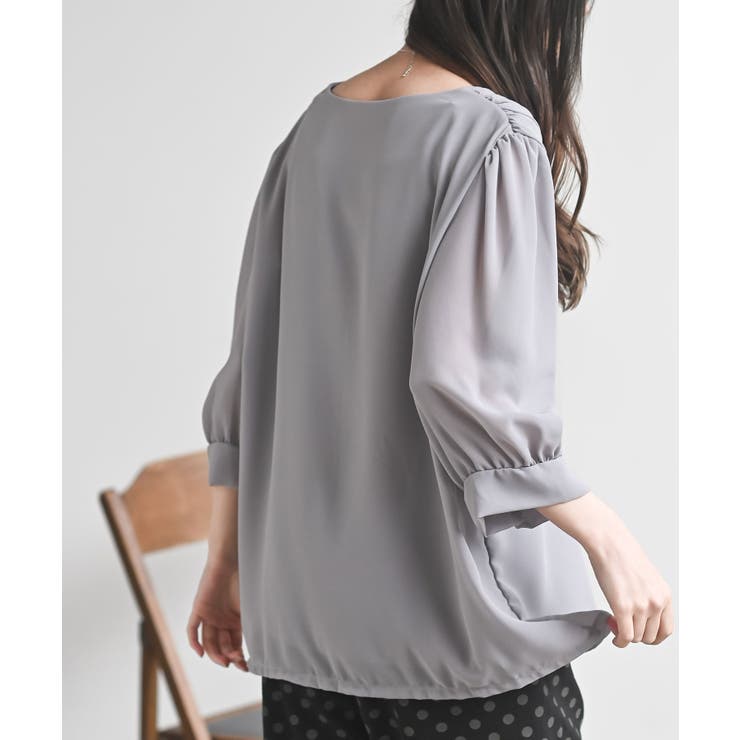 スクエアーネックギャザー５分袖ブラウス | rps | 詳細画像16 