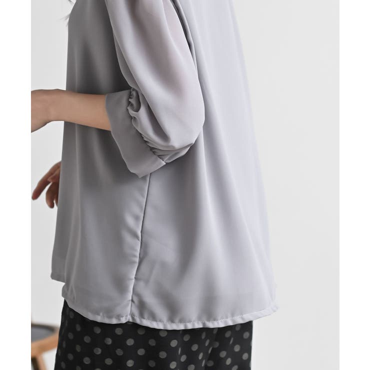 スクエアーネックギャザー５分袖ブラウス | rps | 詳細画像17 