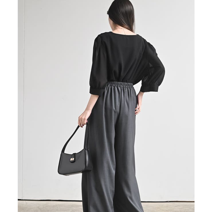 スクエアーネックギャザー５分袖ブラウス | rps | 詳細画像20 