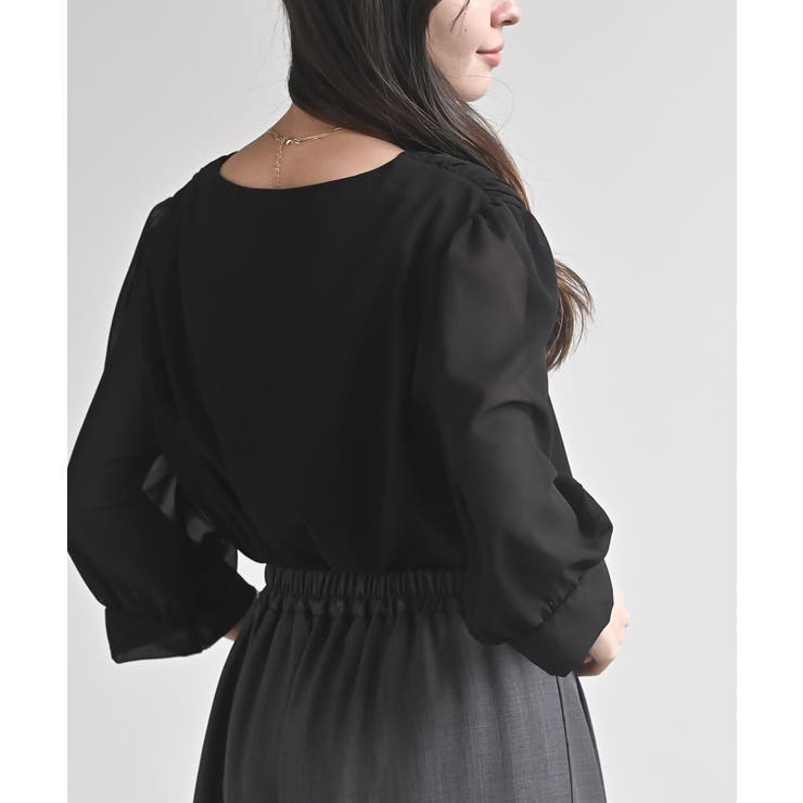 スクエアーネックギャザー５分袖ブラウス | rps | 詳細画像23 