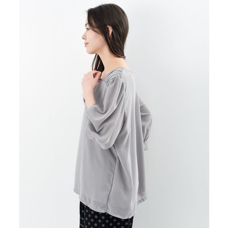 スクエアーネックギャザー５分袖ブラウス | rps | 詳細画像25 