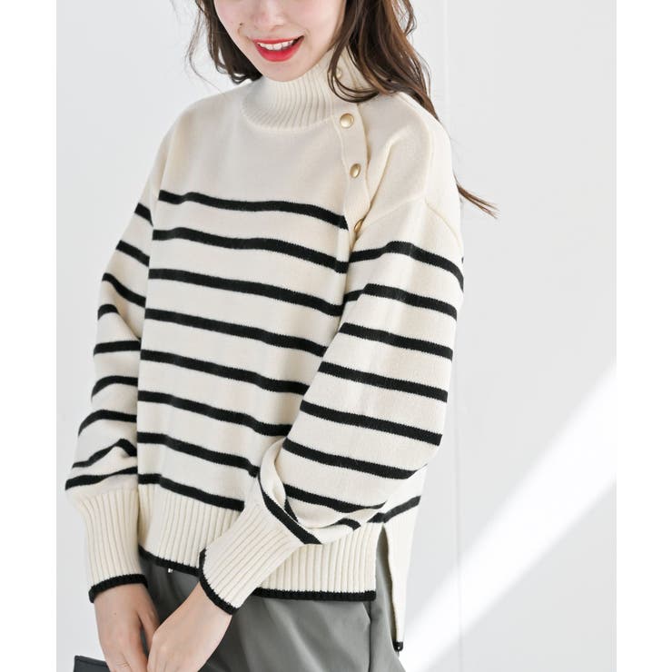 オフホワイト | ボーダーニットプルオーバー | rps