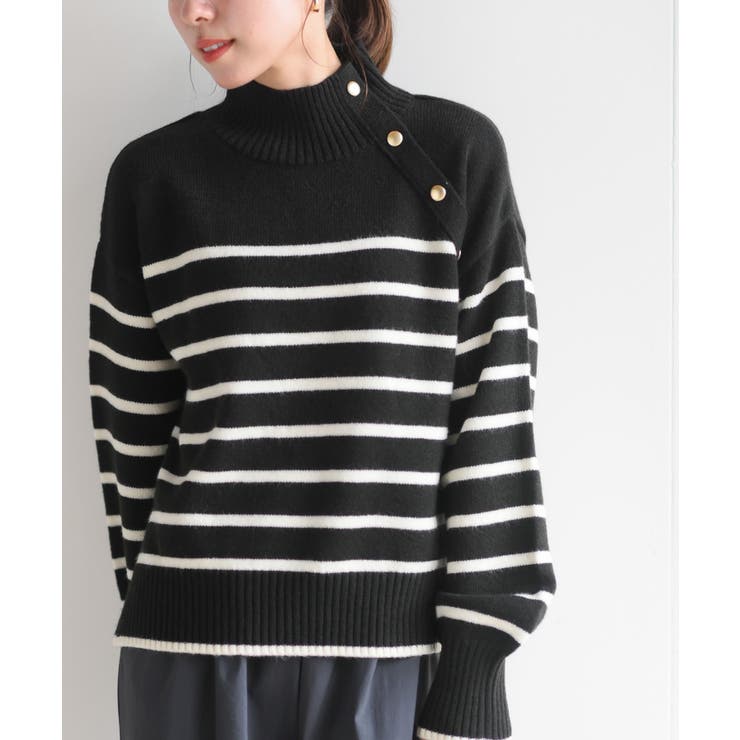 ブラック | ボーダーニットプルオーバー | rps