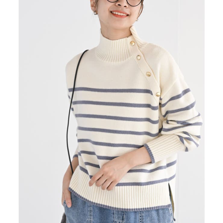 グレイッシュB | ボーダーニットプルオーバー | rps