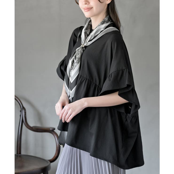 ブラック | コットンワイドギャザーＴ | rps