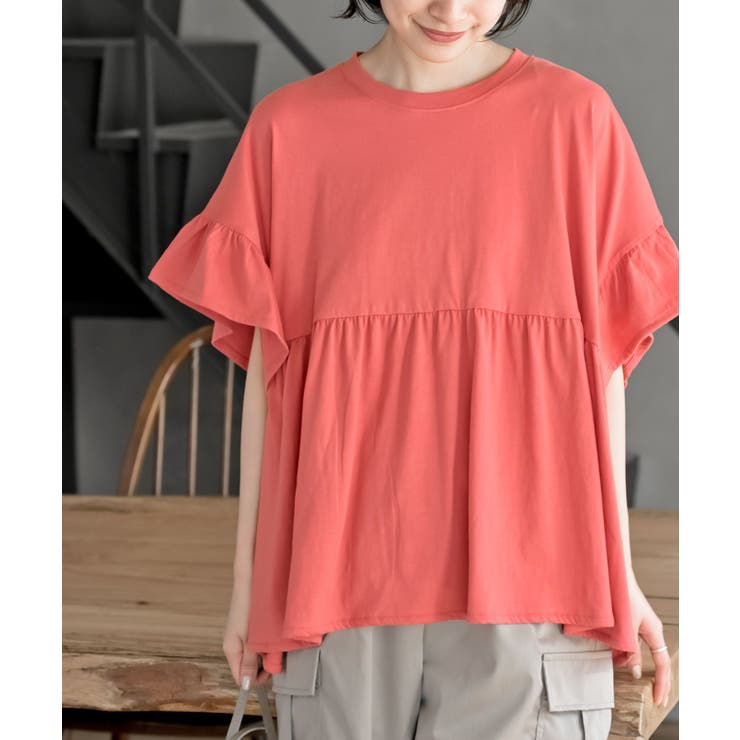 レッド | コットンワイドギャザーＴ | rps