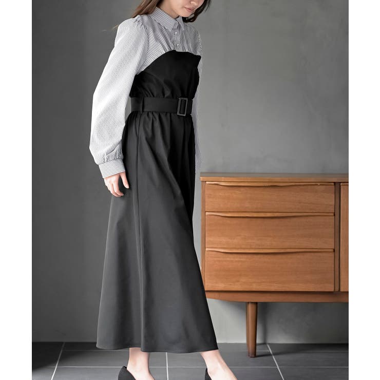 無地×ストライプシャツドッキングワンピース | rps | 詳細画像11 