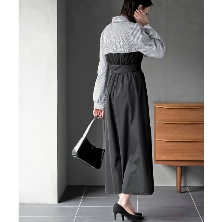 無地×ストライプシャツドッキングワンピース | rps | 詳細画像12 