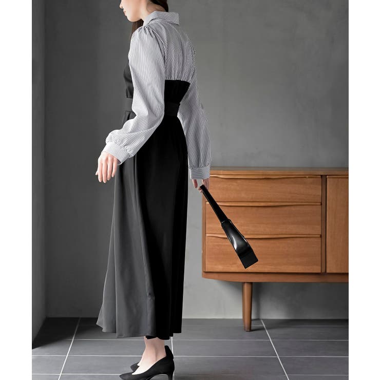 無地×ストライプシャツドッキングワンピース | rps | 詳細画像13 