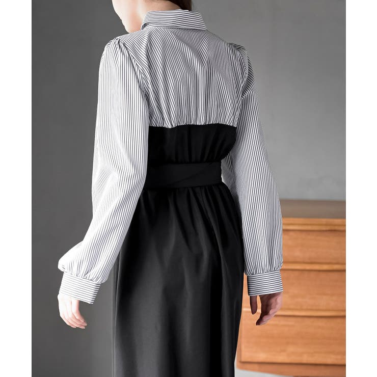 無地×ストライプシャツドッキングワンピース | rps | 詳細画像16 