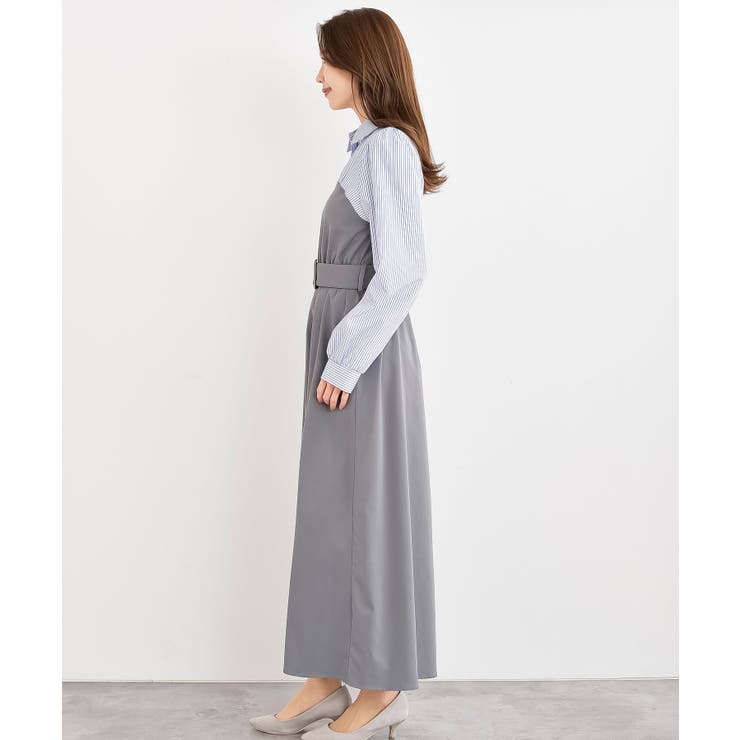 無地×ストライプシャツドッキングワンピース | rps | 詳細画像18 
