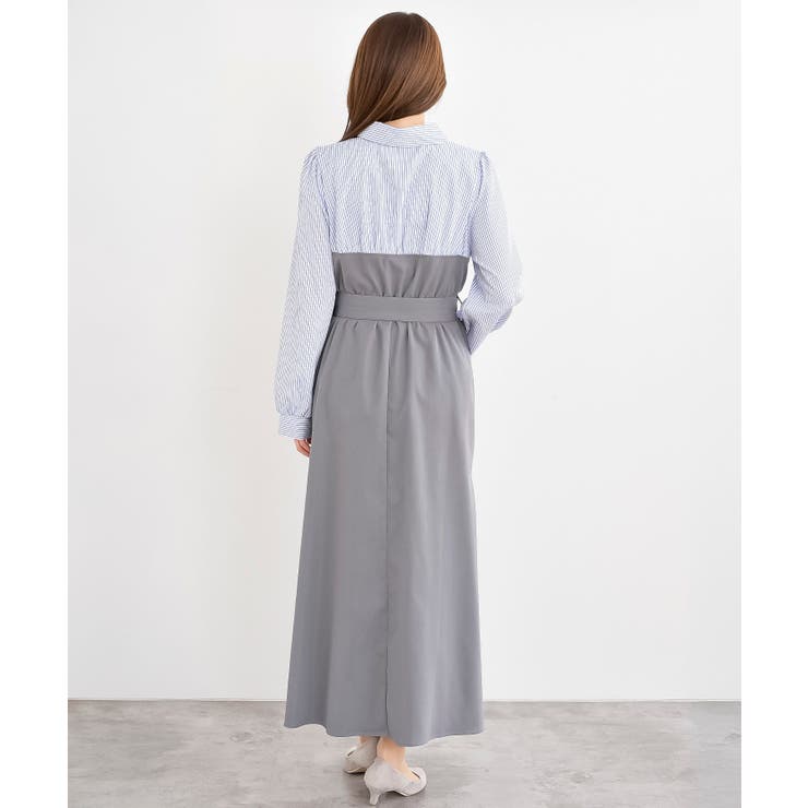 無地×ストライプシャツドッキングワンピース | rps | 詳細画像19 