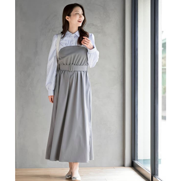 無地×ストライプシャツドッキングワンピース | rps | 詳細画像2 