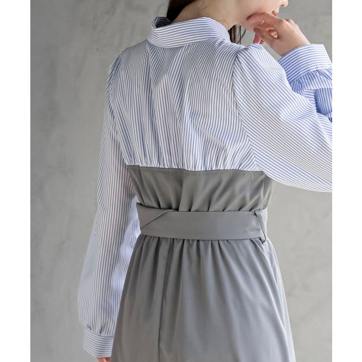 無地×ストライプシャツドッキングワンピース | rps | 詳細画像8 
