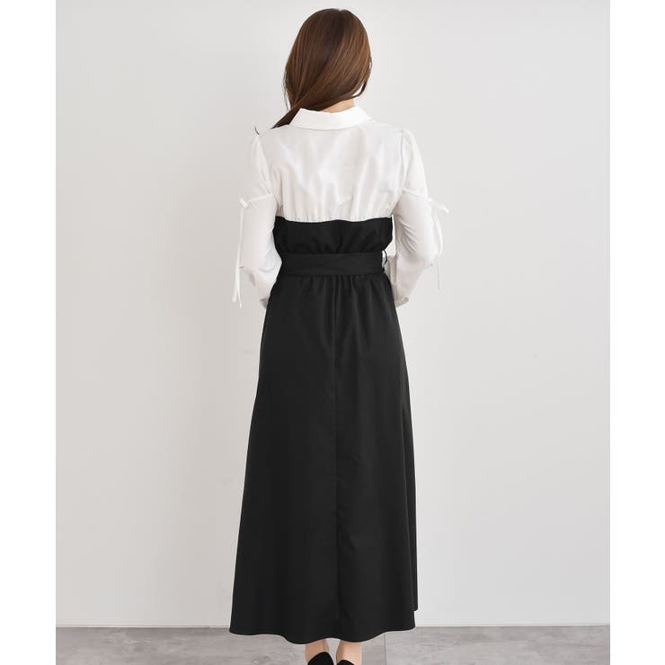 異素材切替リボン袖ドッキングワンピース | rps | 詳細画像19 