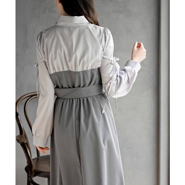異素材切替リボン袖ドッキングワンピース | rps | 詳細画像8 