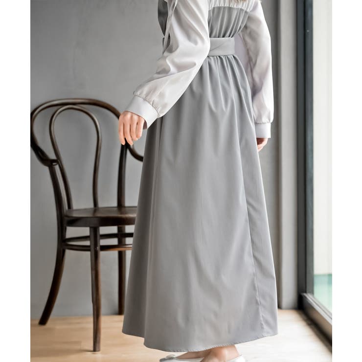 異素材切替リボン袖ドッキングワンピース | rps | 詳細画像9 