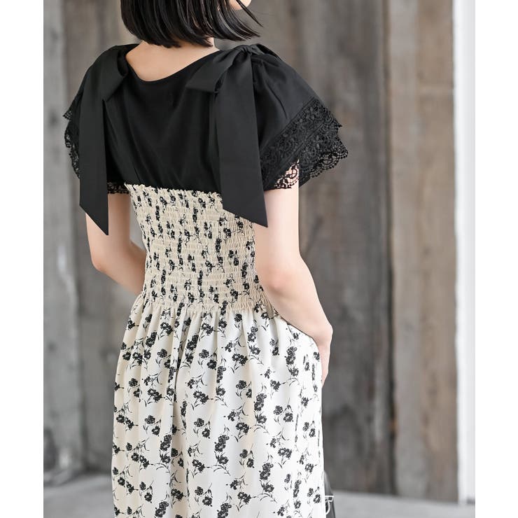 くーたん　ウエストリボン チェーンプリント ワンピース 定価3.6万円 くーたん ウエストリボン チェーンプリント ワンピース 定価3.6万円 く