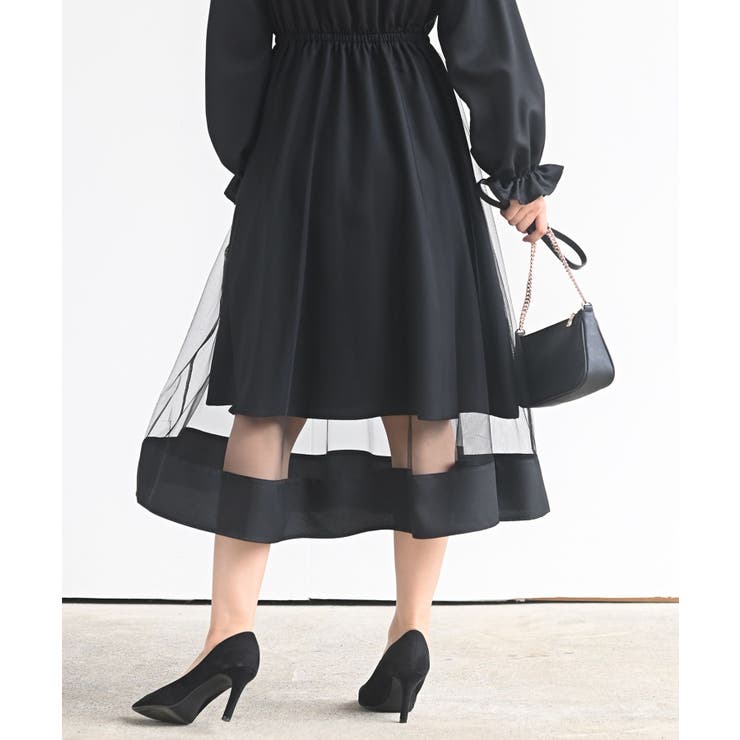 フリル＆レース使いチュール重ねワンピース[品番：RPSW0000644