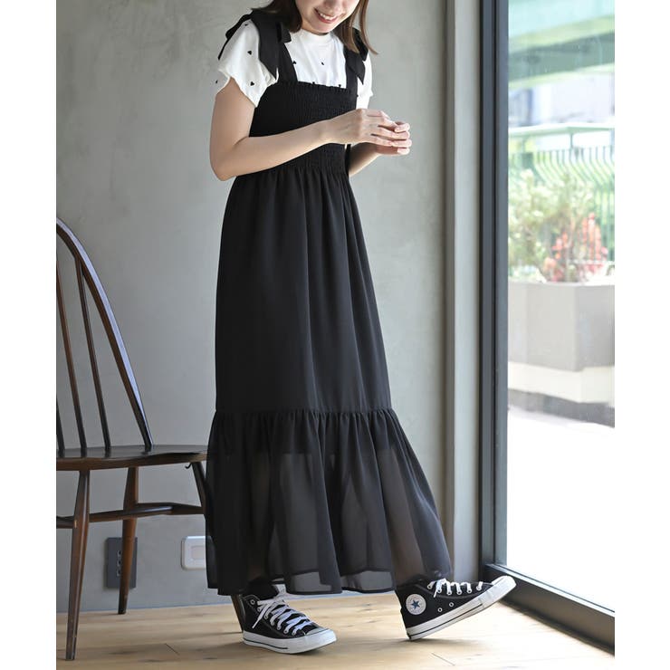 シャーリング肩リボンワンピース[品番：RPSW0002985]｜rps（アール  