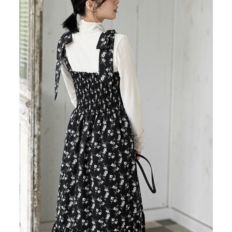 デシンプリントシャーリング肩リボンワンピース | rps | 詳細画像18 