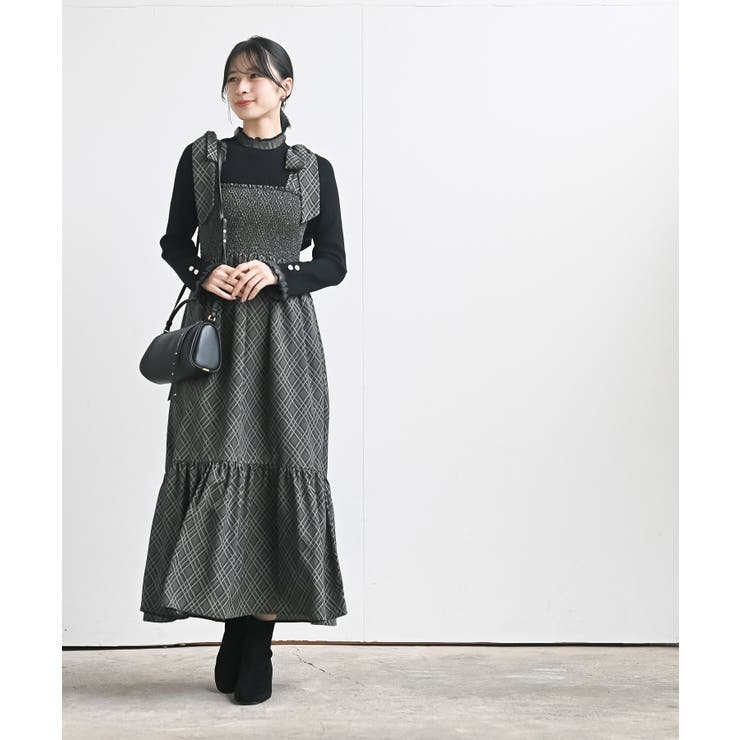 デシンプリントシャーリング肩リボンワンピース | rps | 詳細画像2 