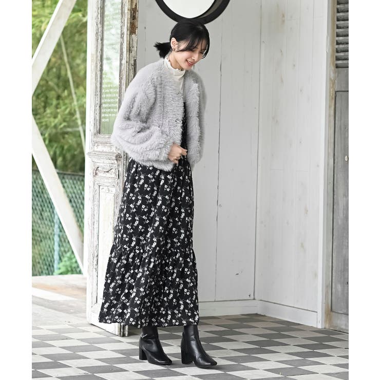 デシンプリントシャーリング肩リボンワンピース | rps | 詳細画像20 