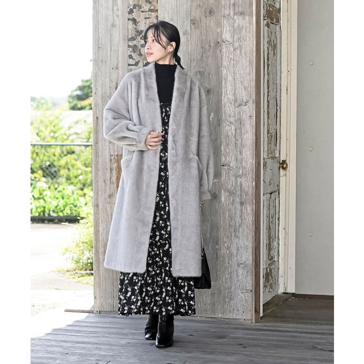 デシンプリントシャーリング肩リボンワンピース | rps | 詳細画像22 