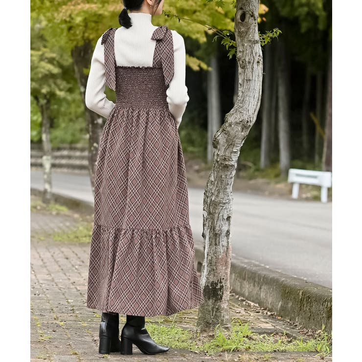 デシンプリントシャーリング肩リボンワンピース | rps | 詳細画像25 