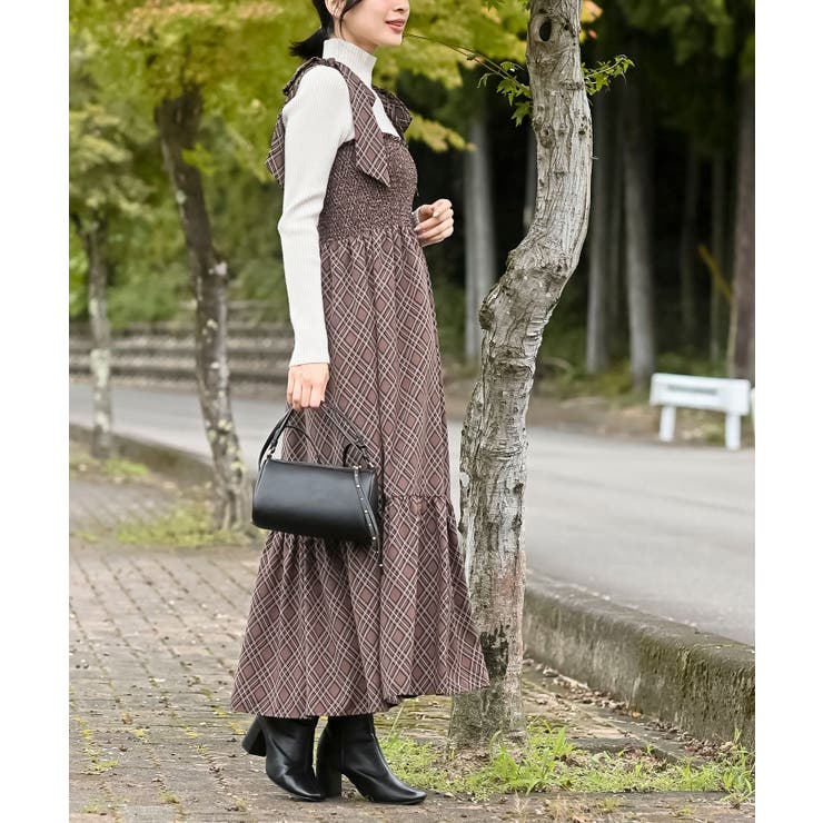 デシンプリントシャーリング肩リボンワンピース | rps | 詳細画像26 