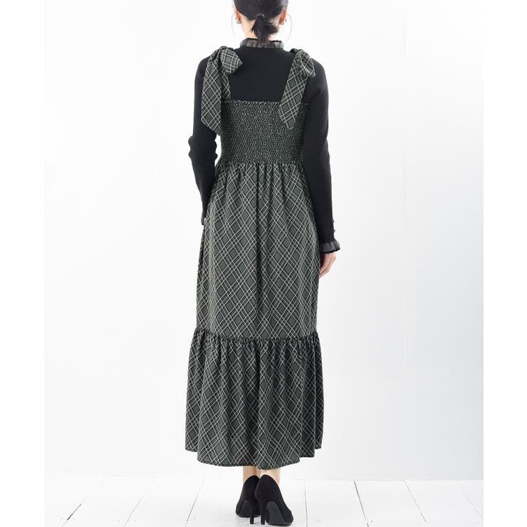 デシンプリントシャーリング肩リボンワンピース | rps | 詳細画像33 