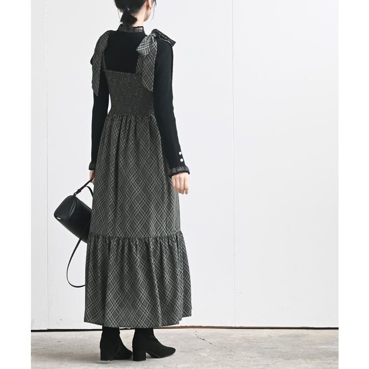 デシンプリントシャーリング肩リボンワンピース | rps | 詳細画像4 