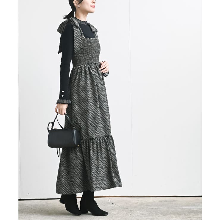 デシンプリントシャーリング肩リボンワンピース | rps | 詳細画像5 