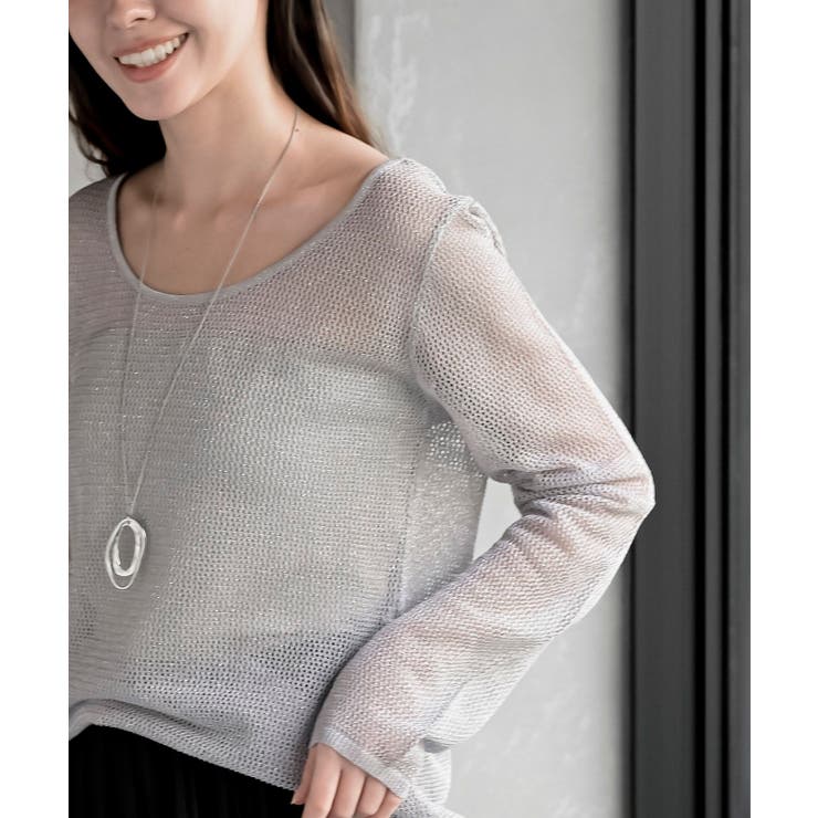 ボートネック透かしラメニットプルオーバー | rps | 詳細画像7 